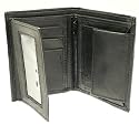 Soft Black Mens Leather Wallet & Credit Card Holder With Coin Storage