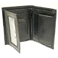 Soft Black Mens Leather Wallet & Credit Card Holder With Coin Storage'