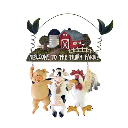 Welcome to the Funny Farm, Comical Farm Animals Dimensional Plaque, 13-inch
