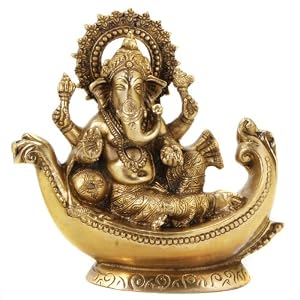 Brass Ganesha Statue on a Boat