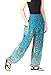 Rayon One Size Womens Smocked Waist Floral Peacock Baggy Harem Pants (Dark Green)