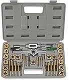 Neiko&reg; 00911A SAE Tap and Hexagon Die Set, Titanium Coated | 40-Piece Set