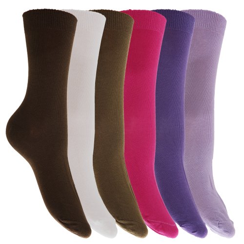 Womens/Ladies Extra Fine Silk Touch Casual Socks (Pack Of 6)