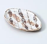 志野ストライプ葉型皿(小)　5個組 【美濃焼　和皿】 〔キャッシュバックキャンペーン対象商品〕