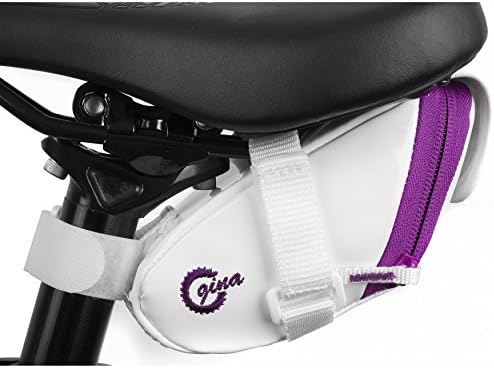 LTG Gina, Cycling Seat Bag Pouch, Bicycle Bike Velcro Strap, Protective Reflective Flap, Bike Saddle Bag (White)