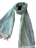 Silk Wrap Shawl Scarf Pleated Stretch Design in Seafoam 12 W x 80 L