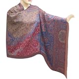 Bridal Designer Wedding Self Design Mix Wool Shawl From Kashmir, Gift For Wife (Free Shipping) Shwl0124r