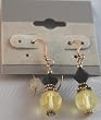 Yellow Mat and Jet Swarovski Crystal Earrings