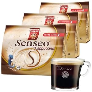 Senseo Kaffeepads Cappuccino, 2er Pack + Senseo Guten Morgen Glastasse, 340 ml