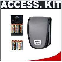 Accessory Kit for Canon Powershot Digital Cameras (A510 A520 A530 A540 A550 A560 A570IS A630 A640 A700 A710IS) with Canon Digital Camera Case + (4) 2700mAh AA NiMH Batteries & 110/220V Rapid Charger + Additional (4) - 2700mAh AA NiMH Rechargeable Batteries
