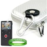 Flip Mino HD 2nd Generation Flip Video TPU Camera Carrying Case Pouch Sleeve-- ( Glossy White ) + Flip Camcorder Screen Protector + Vangoddy tm, Live*Laugh*Love wrist band!!!