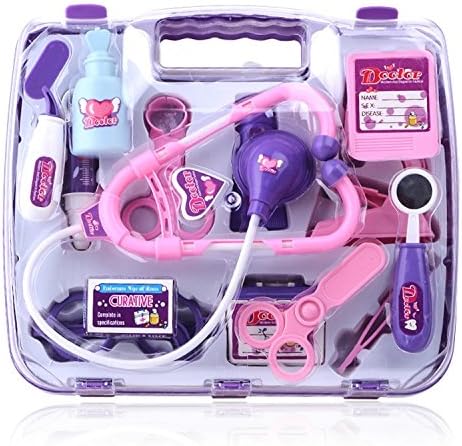 Otulet Simulation Kids Health Care Case Doctor Tools Toy set Doctor Pretend Play Set Toy Medicine Box Instruments Children Baby Playsets - Purple Girl (with Otulet Free Gift)