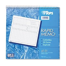 Adams(R) 2-Part Rapid Memo Spiral Book, 8 1 2 x 7 1 4, Book Of 50 Sets by Message Pads