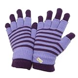 Ladies/Womens 2 In 1 Striped Thermal Magic Gloves (fingerless and full fingered) (One Size) (Lilac/Purple)