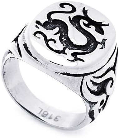 23MM Stainless Steel Antique Dragon Ring For Men (Size 9 to 15) Size 15