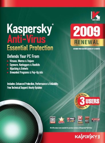 Kaspersky Anti-Virus 2009, 3-Desktop, 1 year Renewal Subscription (PC)