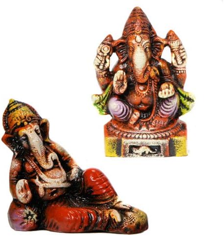 Set Of 2 Terra-Cotta Ganesh Statues