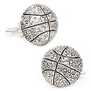 Silver Basketball Cufflinks-CLI-CC-BBL-SL