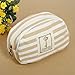 KINGSO Stripe Pencil Case Pouch Purse Cosmetic Makeup Bag Storage Student Stationery Zipper Wallet,Beige