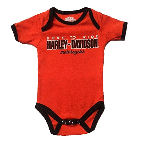 Harley Davidson Born To Ride Baby Boys Infant Onesie, Orange