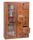 Multimedia Storage Cabinet with Glass Door in Oak Finish