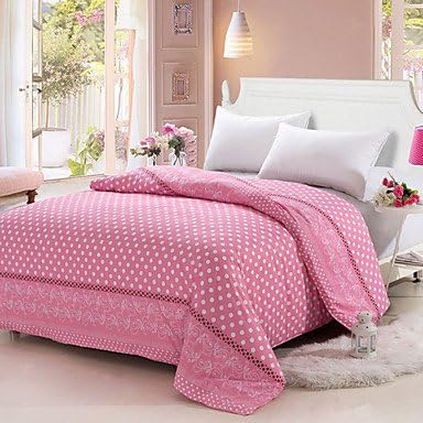 ZK Yuxin Light Pink Color Duvet Cover Fashion Soft &amp; Comfortable Dots Printed Full/Queen/King Size , Queen-Pink , Queen-Pink