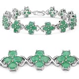 11.20 Carat Genuine Emerald Ovals Sterling Silver Bracelet