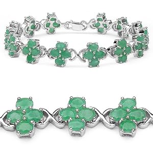 Buy 11.20 Carat Genuine Emerald Ovals Sterling Silver Bracelet by JewelzDirect