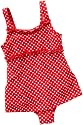 Playshoes Mädchen Badeanzug, gepunktet UV-Schutz 50+ Badeanzug mit Rock in rot mit weißen Punkten 461035