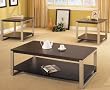 3pc Contemporary Occassional Table Set in Cappuccino Color with Silver Finish Sides: Set Includes: Coffee Table and 2 End Tables
