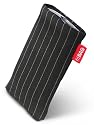 fitBAG Twist Schwarz Handytasche Tasche aus Nadelstreifen-Stoff mit Microfaserinnenfutter für Palm Pre