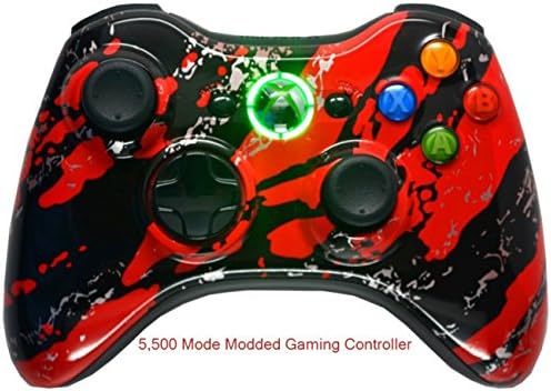 5,500+ Mode Modded Gaming Controller For Xbox 360 & PC In Custom RED SPLATTER SHELL!!! Hydro-Dipped Shell (New High Quality Finish) Will Not Chip, Scratch, or Fade -Sniper Quick Scope & Hold Your Breath,Jitter,Drop Shot,Jump Shot,Auto Aim And More.