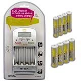 Hitech - Super Fast Charger and 4 AA and 4 AAA Rechargeable Batteries for Kids' Electronics and Learning Systems
