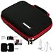 Black with Red Trim Harlan Series Nylon Hard Cube Carrying Case with Carrying Handles for T-Mobile SpringBoard 7-inch Android 3.2 Wireless Tablet + White Micro USB Car Charger