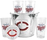 Minnesota Twins Satin Etch Bucket and 4 Glass Gift Set