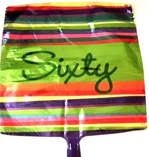 Happy Sixty Birthday Foil Balloon, Colorful Sixty Happy Birthday Helium Balloon, 18 Inch X 18 Inch Sixty Anniversary, Special Occasion Foil Party Balloon, Sobriety, Decorations 6pk.