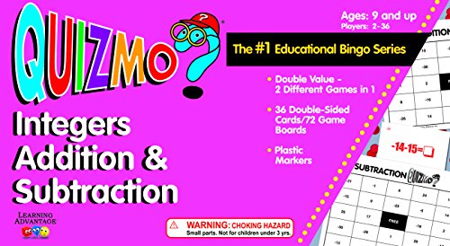 Learning Advantage 8234 QUIZMO Integers Addition and Subtraction Card