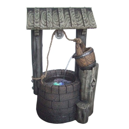 Best Yosemite Home Decor CW84062 Limestone Rock Well Fountain with LED Accent Lighting