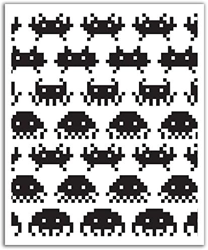 JP London POS2235 uStrip Peel and Stick Removable Wall Sticker Mural Decal Game Space Invaders Retro Video, 19.75-Inch by 24-Inch