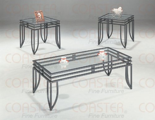 Coaster 3-Piece Occasional Table Set with Black Glass Top Coaster 3-Piece Occasional Table Set with Black Glass Top