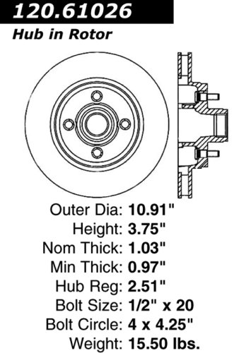Centric Parts 120.61026 Premium Brake Rotor  