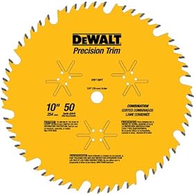 DEWALT DW7150PT 10-Inch 50 Tooth ATB Combination Saw Blade with 5/8-Inch Arbor and Tough Coat Finish