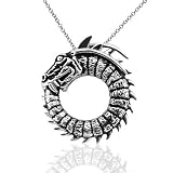 Ouroboros Dragon Eating Its Tail Sterling Silver Pendant Necklace