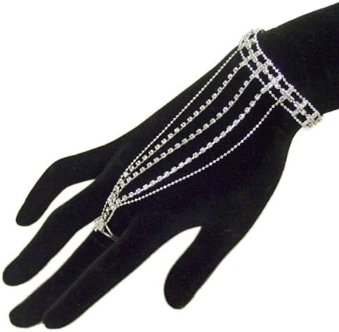 New Rhinestone Pattern Elegant Sexy Slave Bracelet Belly Dance Dancer Bridal with Ring
