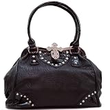 Designer Inspired Synthetic Leather Rhinestone Cross Animal Print Frame Shoulder Bag – Black