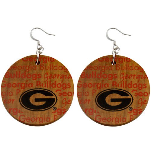 Dayna U Georgia Bulldogs Infinity Round Wooden Earrings
