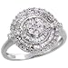 18k White Gold Flower Cluster Diamond Ring, w/ 0.30 Carat Baguette Diamonds & 0.25 Carat Brilliant Cut Diamonds, 1/2″ (13mm) wide, size 6