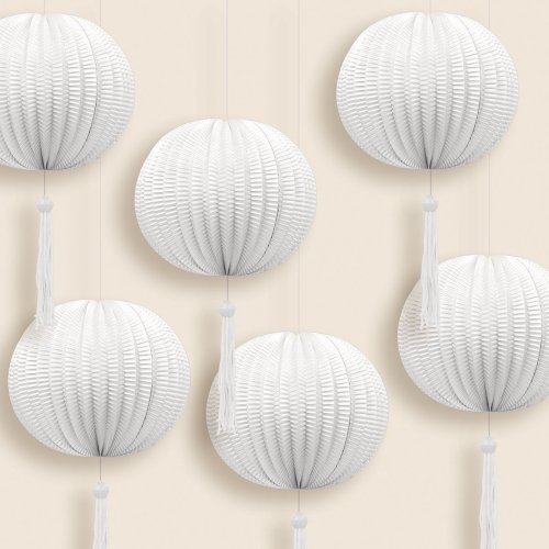 6 White Mini Paper Lanterns