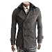Doublju Mens Casual Wool PEA Herringbone Coat (920)