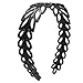 Black Plastic Hollow Leaf Decor Wide Hairstyle Headband Hair Hoop for Girl